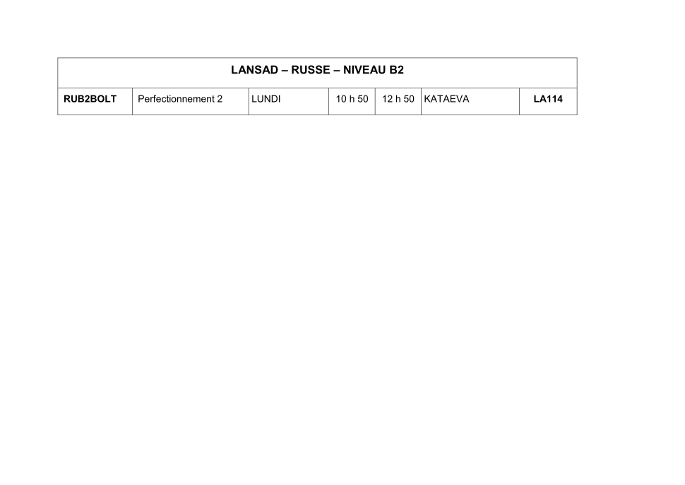 EDT S2 LANSAD - NIVEAU B2
